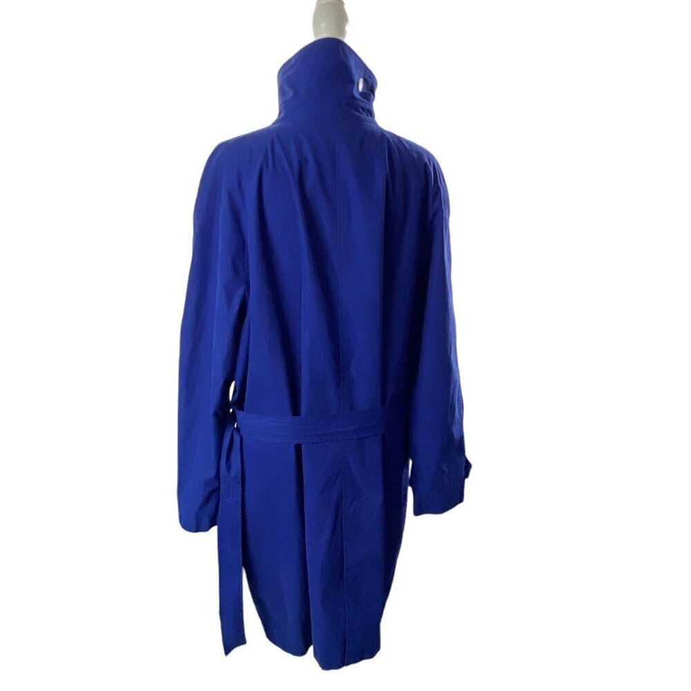 LAUREN RALPH LAUREN Women Midi Trench Coat Size M Blue Length High Neck Rainwear - Picture 2 of 16